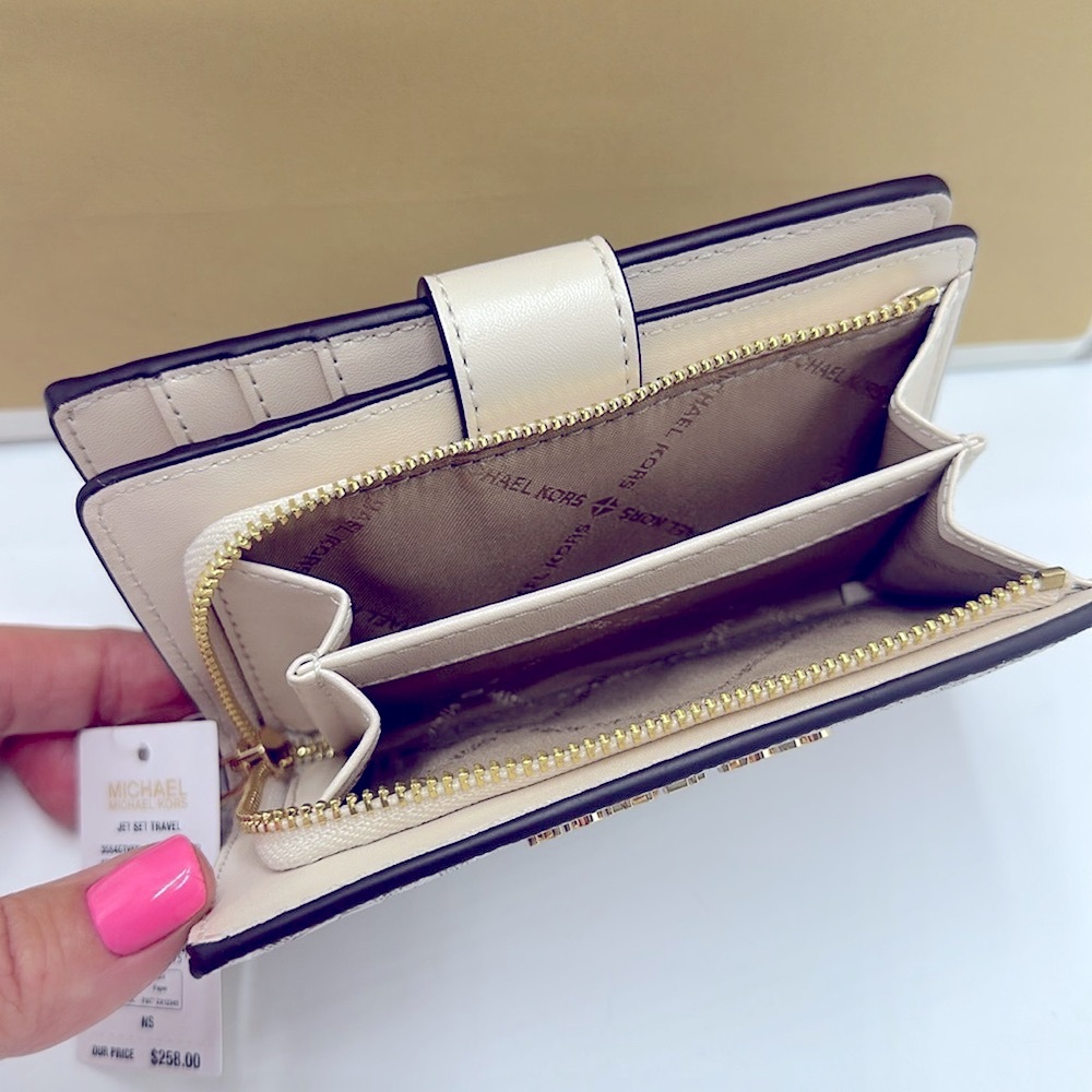 Michael Kors White and Pink Wallet with Butterfly Accents - Picture 7 of 16
